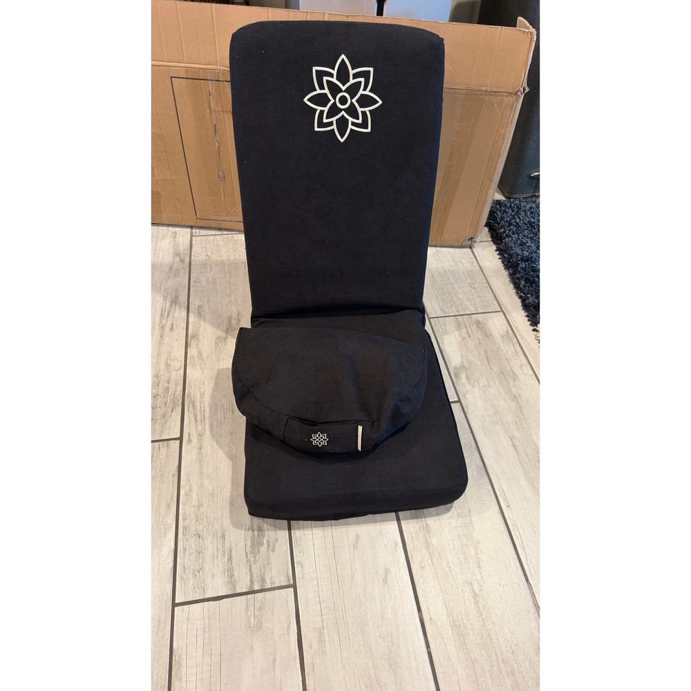 Mindful and Modern Folding Meditation Chair with Travel Cushion Black Lotus